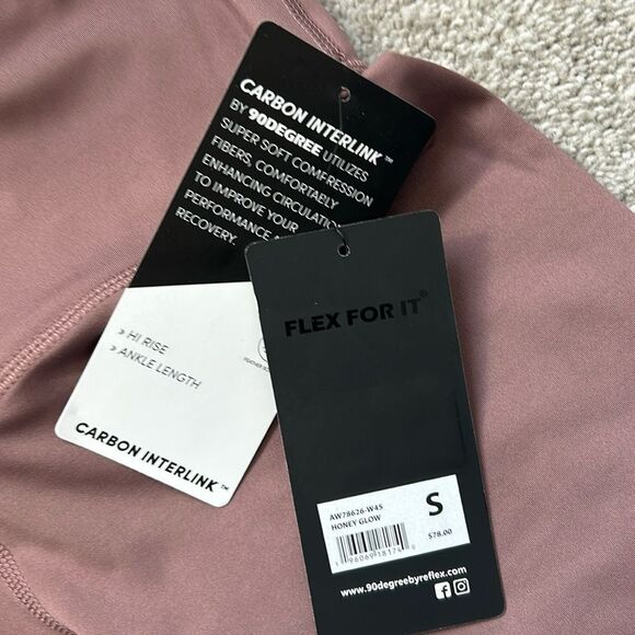 90 Degree By Reflex Interlink High Waist Ankle Leggings, Honey Glow, Small, NWT - Picture 5 of 7